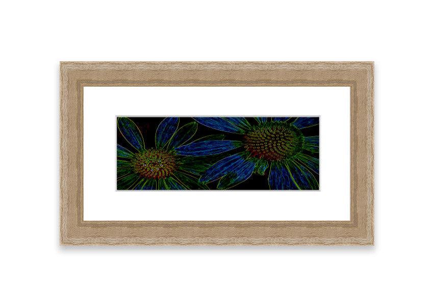 Vibrant Abstarct Neon Floral 18 framed print with colorful floral design, ready to hang.