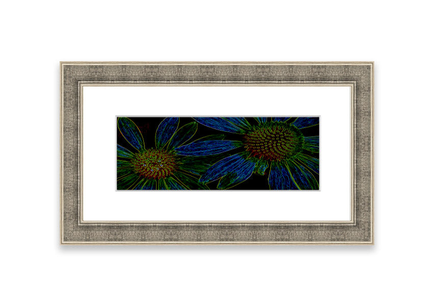 Vibrant Abstarct Neon Floral 18 framed print with colorful floral design, ready to hang.