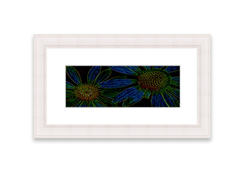 Vibrant Abstarct Neon Floral 18 framed print with colorful floral design, ready to hang.