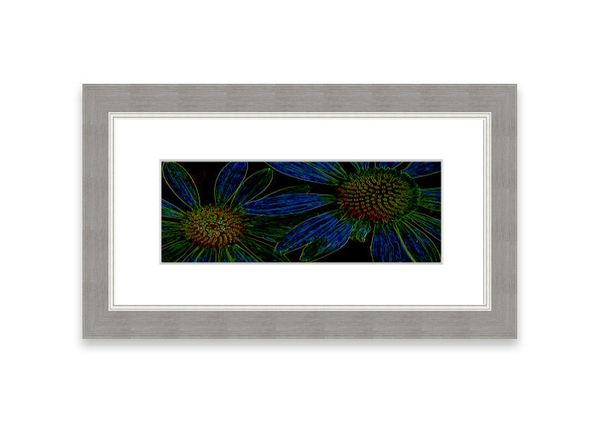 Vibrant Abstarct Neon Floral 18 framed print with colorful floral design, ready to hang.