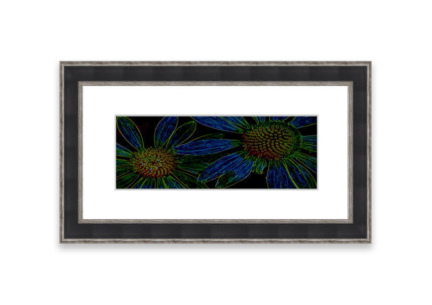 Vibrant Abstarct Neon Floral 18 framed print with colorful floral design, ready to hang.