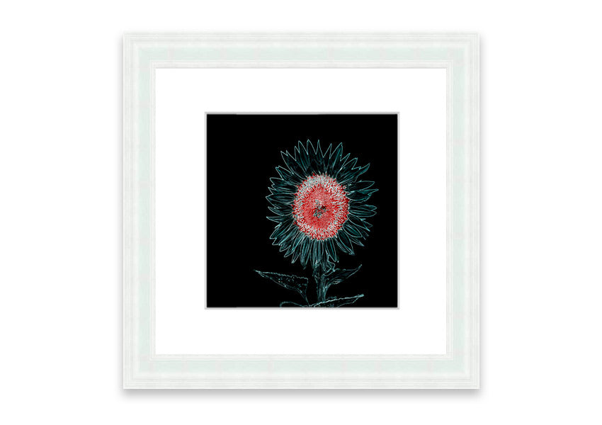 Abstract Neon Floral 20 framed print with vibrant colors and floral design, ready to hang.