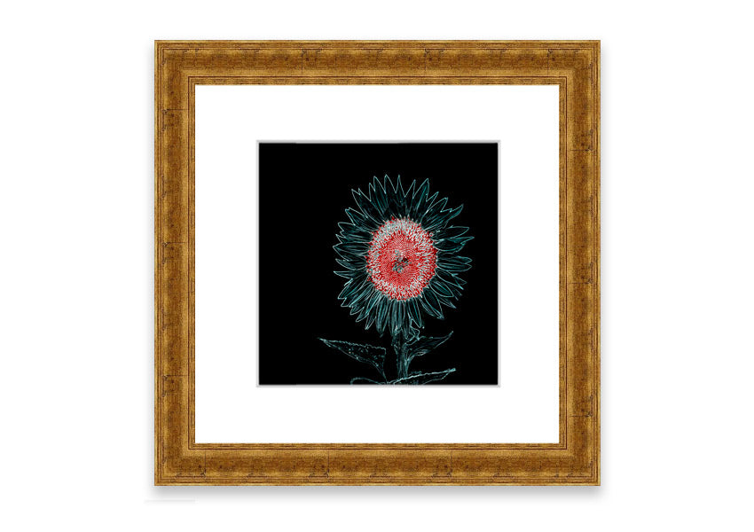 Abstract Neon Floral 20 framed print with vibrant colors and floral design, ready to hang.