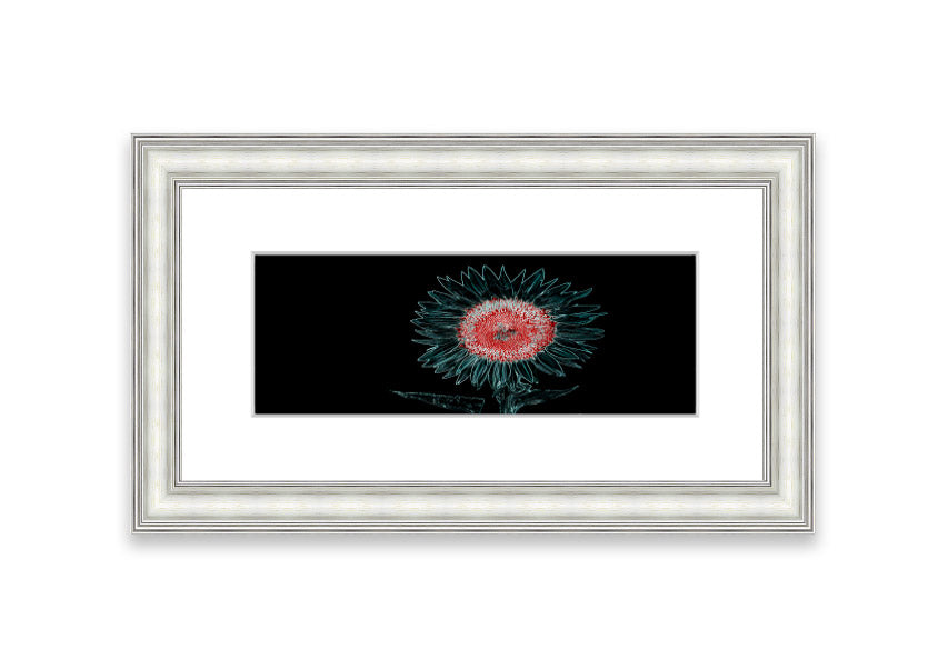 Abstract Neon Floral 20 framed print with vibrant colors and floral design, ready to hang.