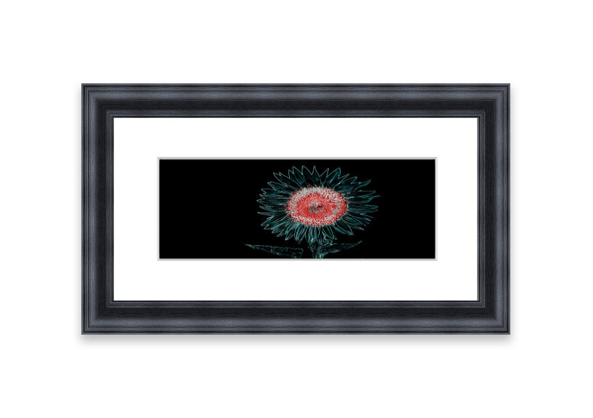 Abstract Neon Floral 20 framed print with vibrant colors and floral design, ready to hang.