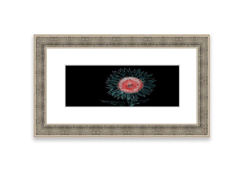 Abstract Neon Floral 20 framed print with vibrant colors and floral design, ready to hang.