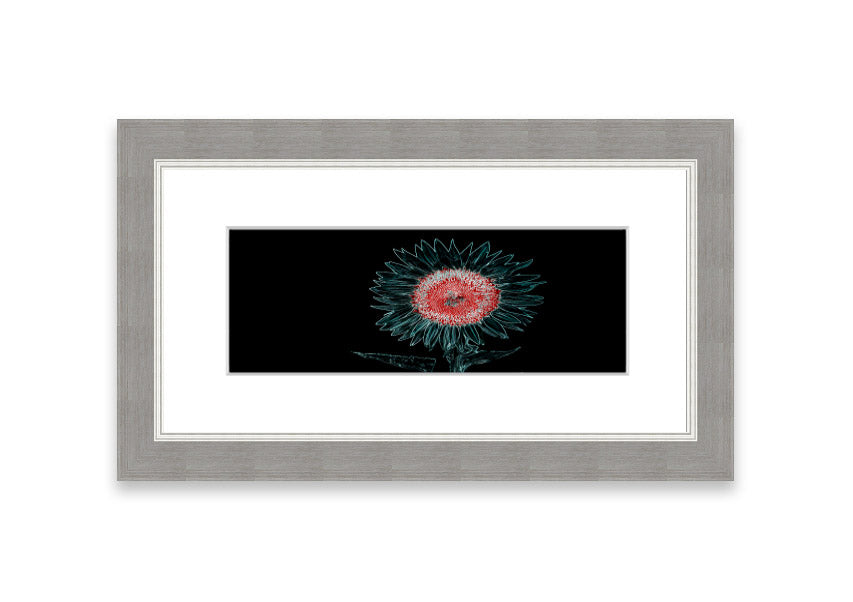 Abstract Neon Floral 20 framed print with vibrant colors and floral design, ready to hang.