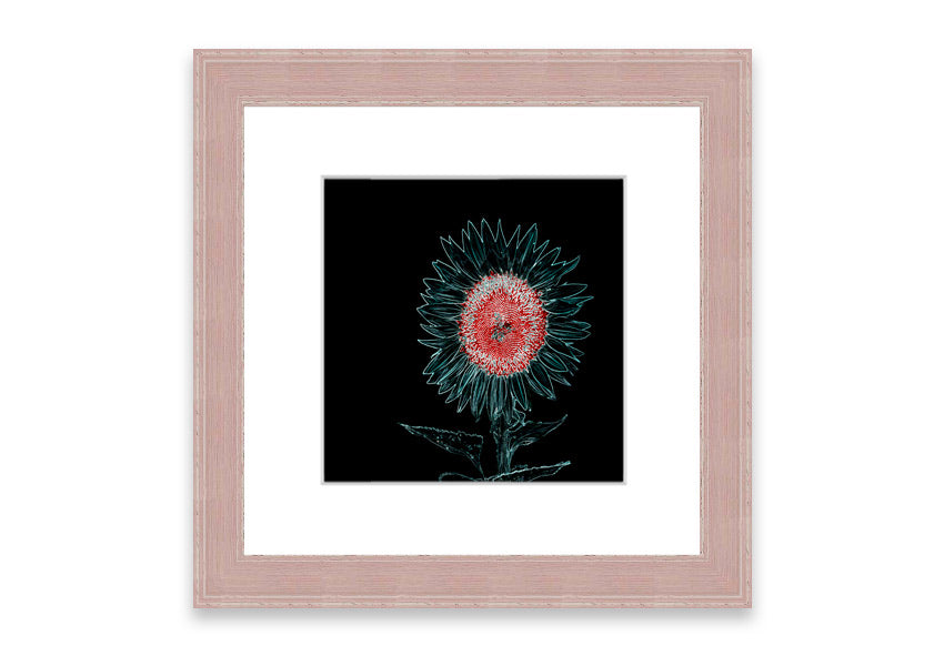 Abstract Neon Floral 20 framed print with vibrant colors and floral design, ready to hang.