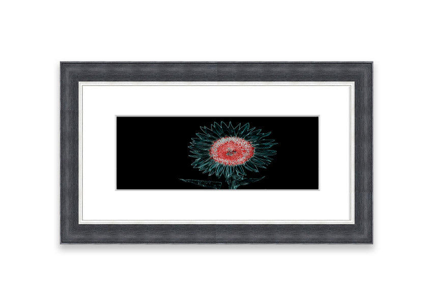 Abstract Neon Floral 20 framed print with vibrant colors and floral design, ready to hang.