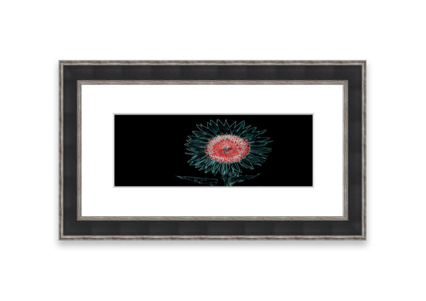 Abstract Neon Floral 20 framed print with vibrant colors and floral design, ready to hang.