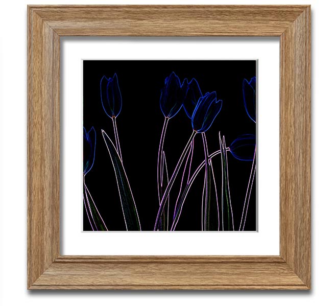 Vibrant abstract floral design in a square frame, showcasing bright neon colors.