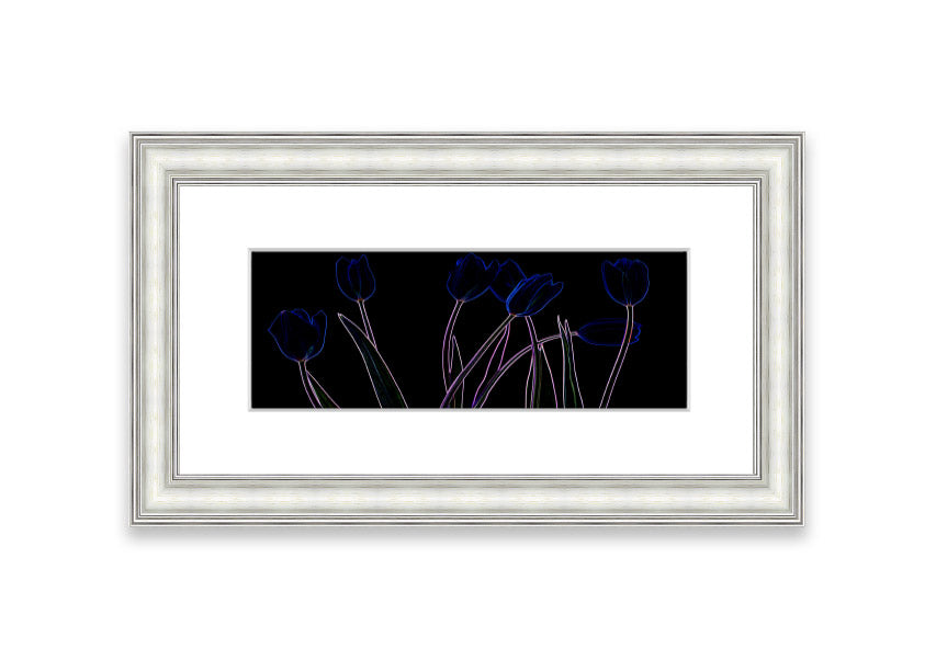 Vibrant Abstarct Neon Floral 23 framed print with colorful floral design, ready to hang.