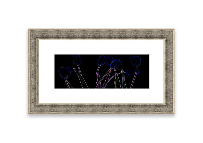 Vibrant Abstarct Neon Floral 23 framed print with colorful floral design, ready to hang.