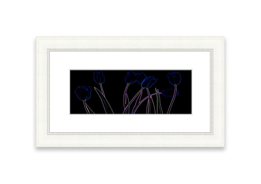 Vibrant Abstarct Neon Floral 23 framed print with colorful floral design, ready to hang.