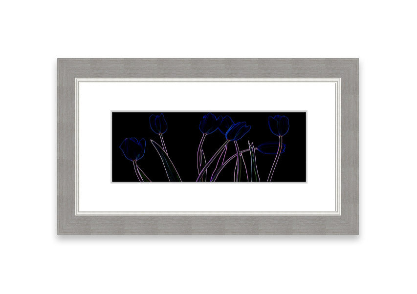 Vibrant Abstarct Neon Floral 23 framed print with colorful floral design, ready to hang.