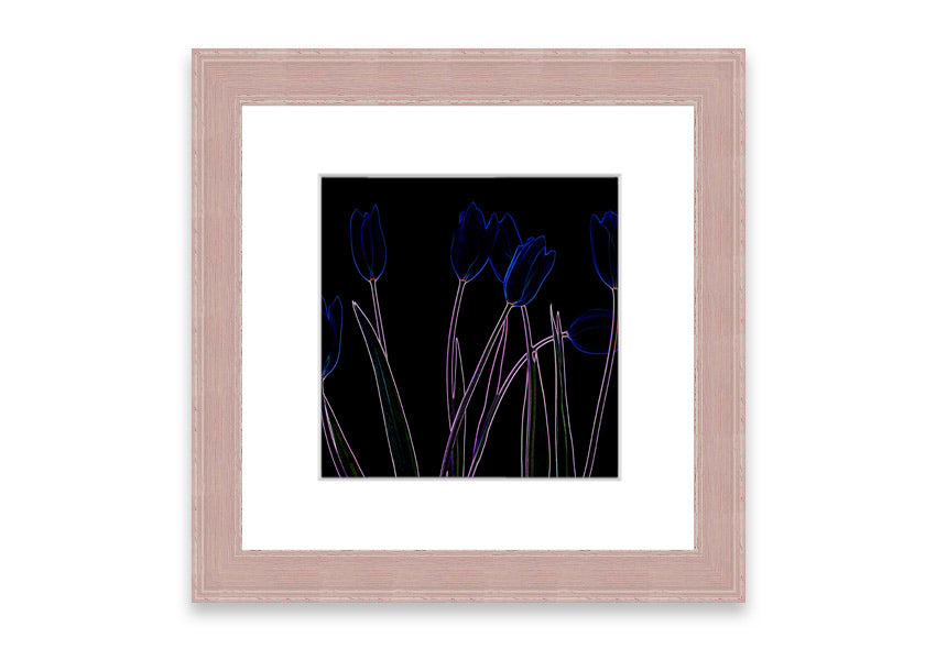 Vibrant Abstarct Neon Floral 23 framed print with colorful floral design, ready to hang.