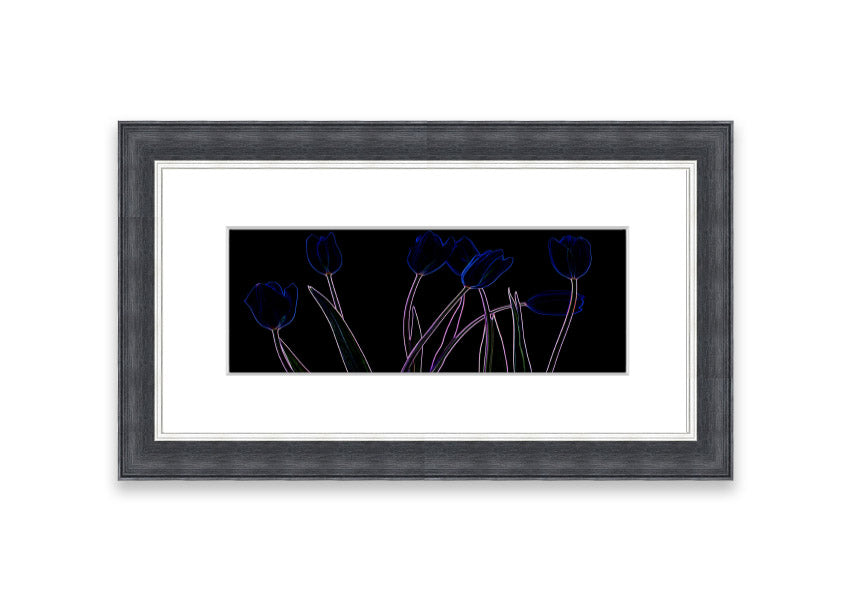 Vibrant Abstarct Neon Floral 23 framed print with colorful floral design, ready to hang.