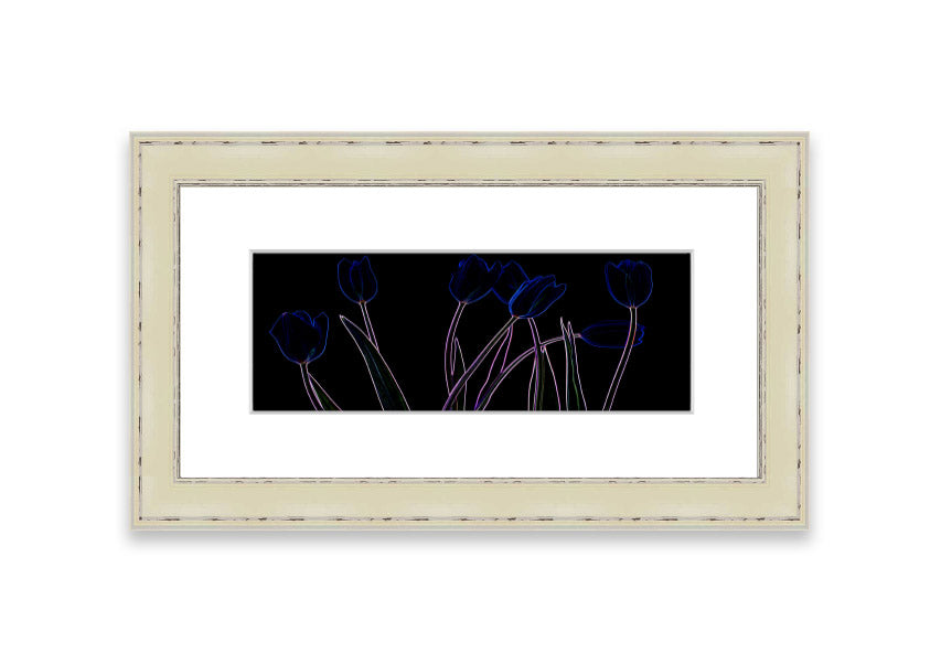 Vibrant Abstarct Neon Floral 23 framed print with colorful floral design, ready to hang.