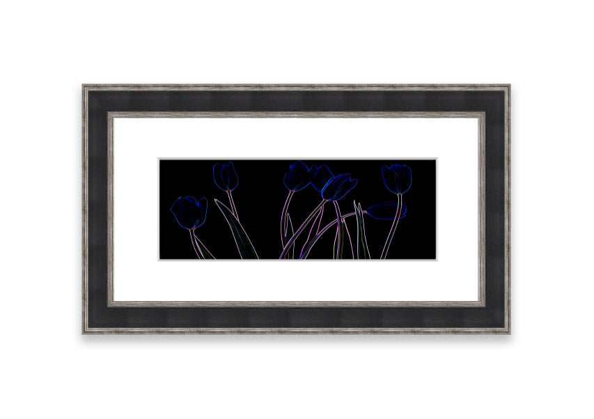 Vibrant Abstarct Neon Floral 23 framed print with colorful floral design, ready to hang.