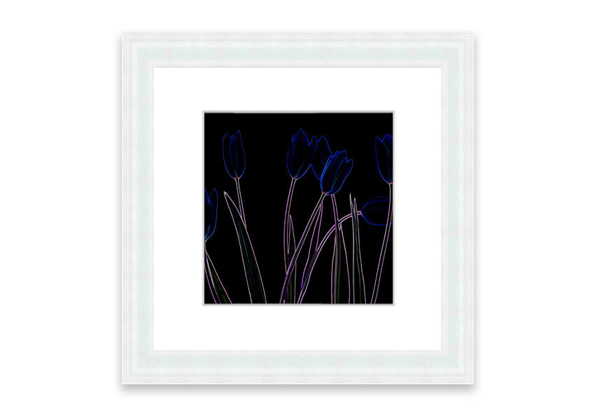 Vibrant Abstarct Neon Floral 23 framed print with colorful floral design, ready to hang.