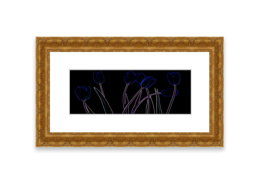 Vibrant Abstarct Neon Floral 23 framed print with colorful floral design, ready to hang.