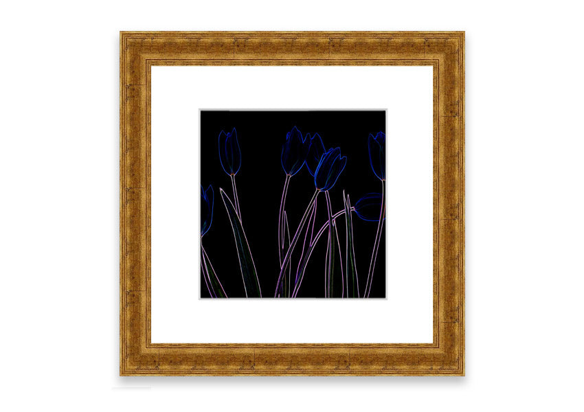 Vibrant Abstarct Neon Floral 23 framed print with colorful floral design, ready to hang.