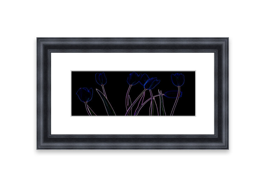 Vibrant Abstarct Neon Floral 23 framed print with colorful floral design, ready to hang.