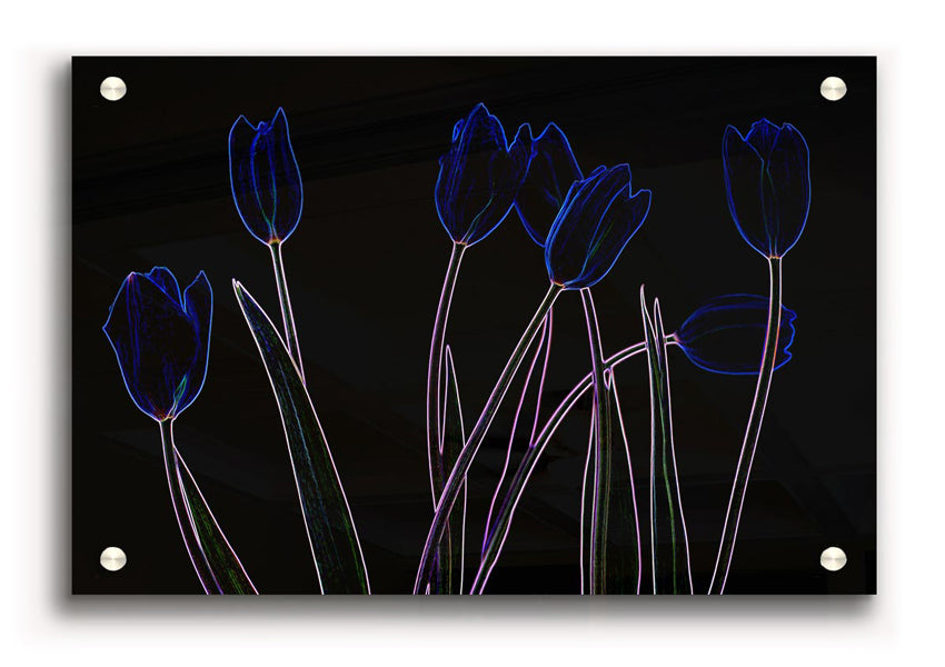 Vibrant Abstarct Neon Floral 23 acrylic print showcasing colorful floral designs on a sleek 5mm thick acrylic glass.