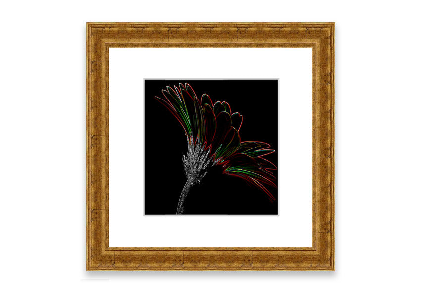 Abstract Neon Floral 24 framed print showcasing vibrant colors and floral design, ready to hang.