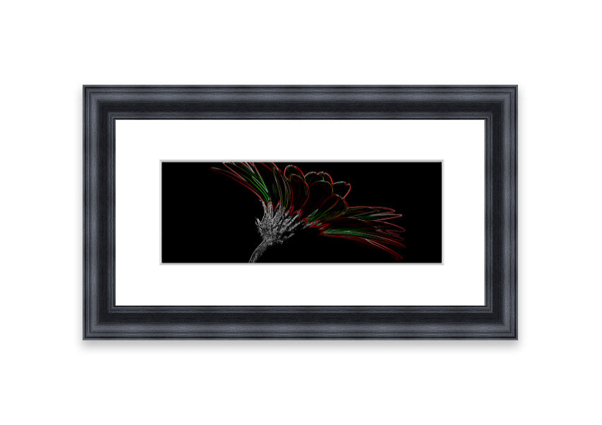 Abstract Neon Floral 24 framed print showcasing vibrant colors and floral design, ready to hang.