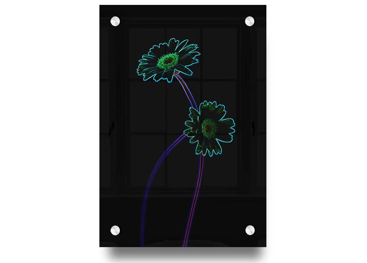 Vibrant Abstarct Neon Floral 26 acrylic print showcasing colorful floral design on 5mm thick acrylic glass.