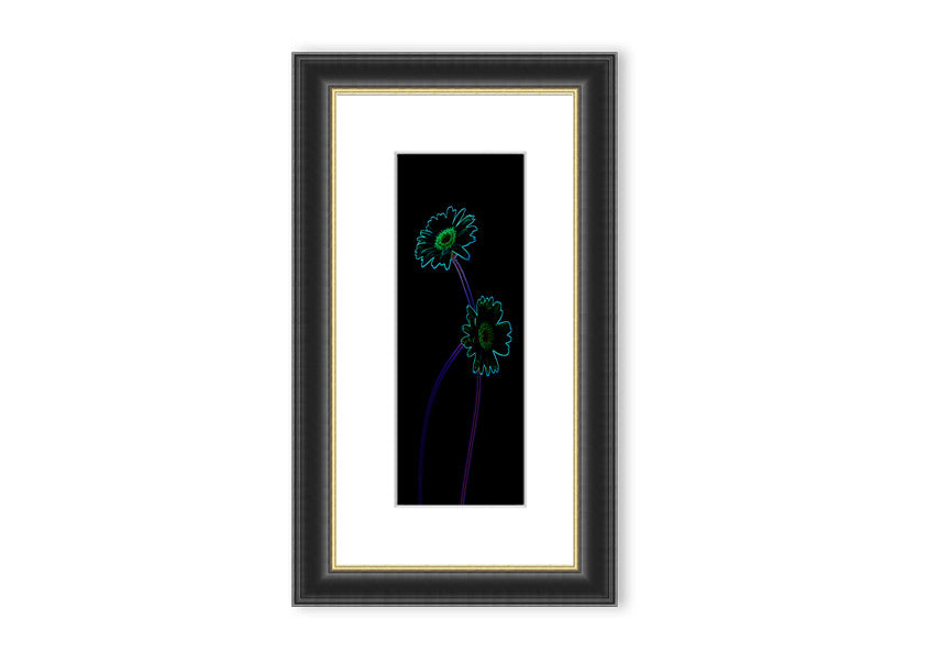 Vibrant Abstarct Neon Floral 26 framed print showcasing colorful floral patterns in neon hues, ready to hang.