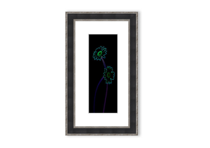 Vibrant Abstarct Neon Floral 26 framed print showcasing colorful floral patterns in neon hues, ready to hang.