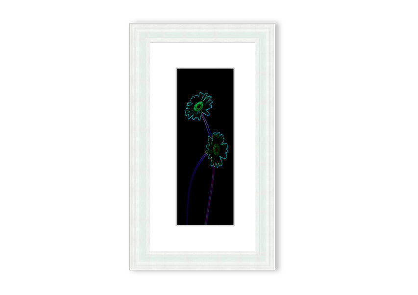 Vibrant Abstarct Neon Floral 26 framed print showcasing colorful floral patterns in neon hues, ready to hang.