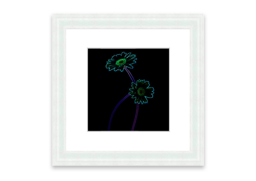 Vibrant Abstarct Neon Floral 26 framed print showcasing colorful floral patterns in neon hues, ready to hang.