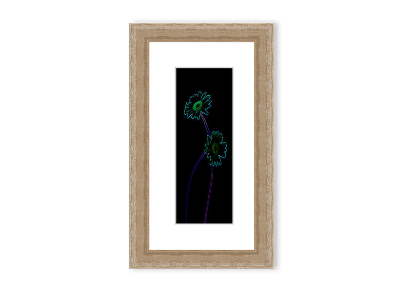 Vibrant Abstarct Neon Floral 26 framed print showcasing colorful floral patterns in neon hues, ready to hang.