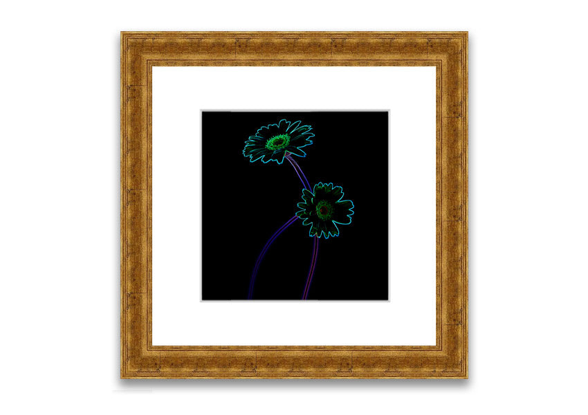 Vibrant Abstarct Neon Floral 26 framed print showcasing colorful floral patterns in neon hues, ready to hang.