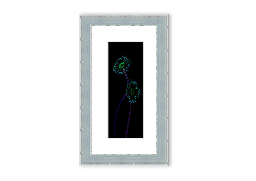 Vibrant Abstarct Neon Floral 26 framed print showcasing colorful floral patterns in neon hues, ready to hang.