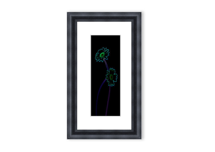 Vibrant Abstarct Neon Floral 26 framed print showcasing colorful floral patterns in neon hues, ready to hang.