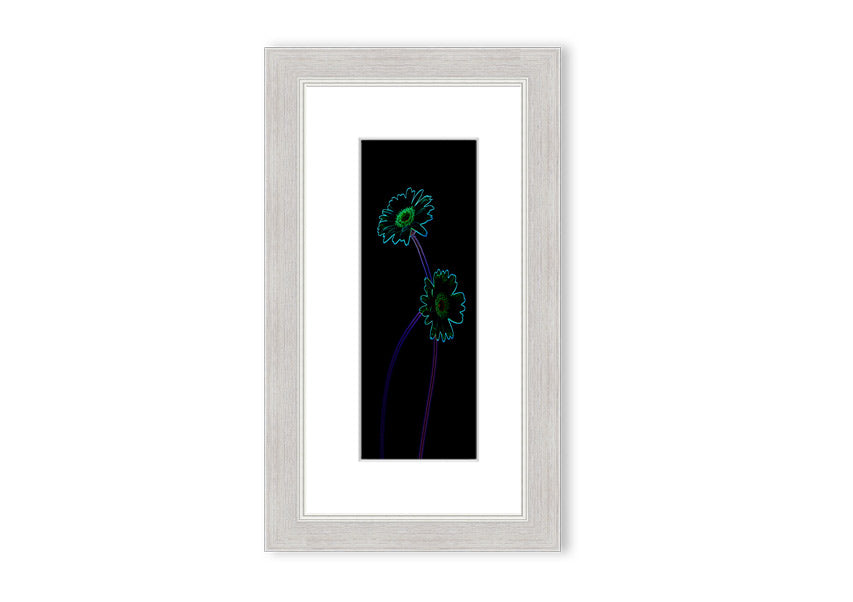 Vibrant Abstarct Neon Floral 26 framed print showcasing colorful floral patterns in neon hues, ready to hang.