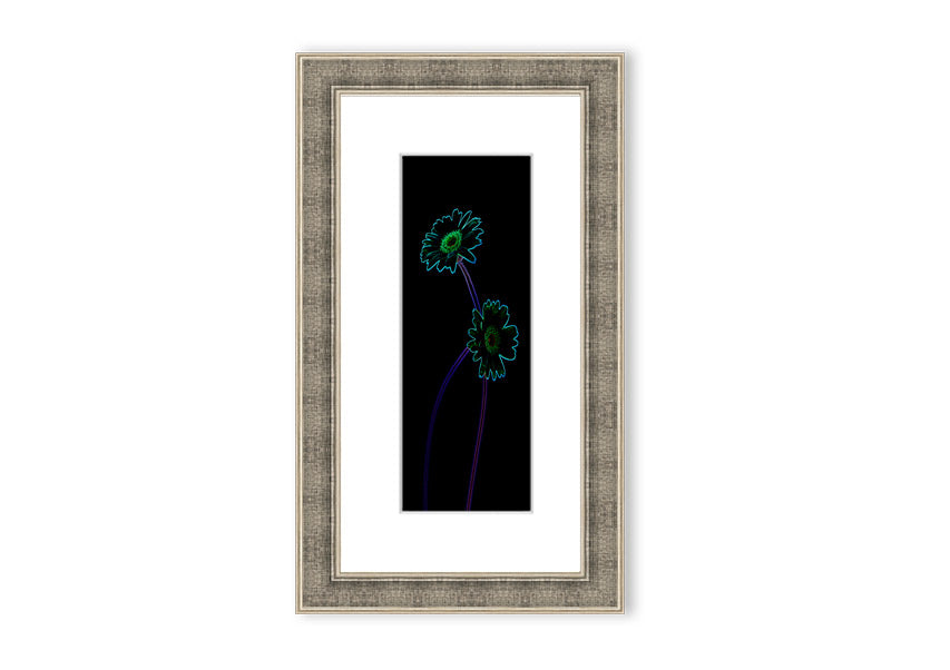 Vibrant Abstarct Neon Floral 26 framed print showcasing colorful floral patterns in neon hues, ready to hang.