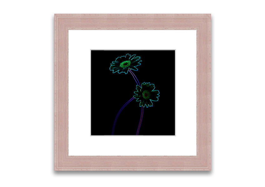 Vibrant Abstarct Neon Floral 26 framed print showcasing colorful floral patterns in neon hues, ready to hang.