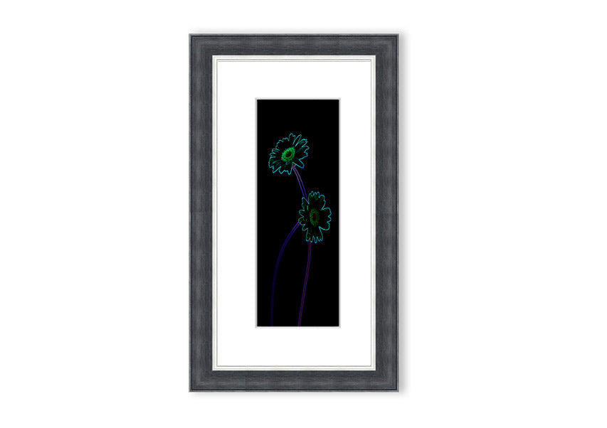 Vibrant Abstarct Neon Floral 26 framed print showcasing colorful floral patterns in neon hues, ready to hang.