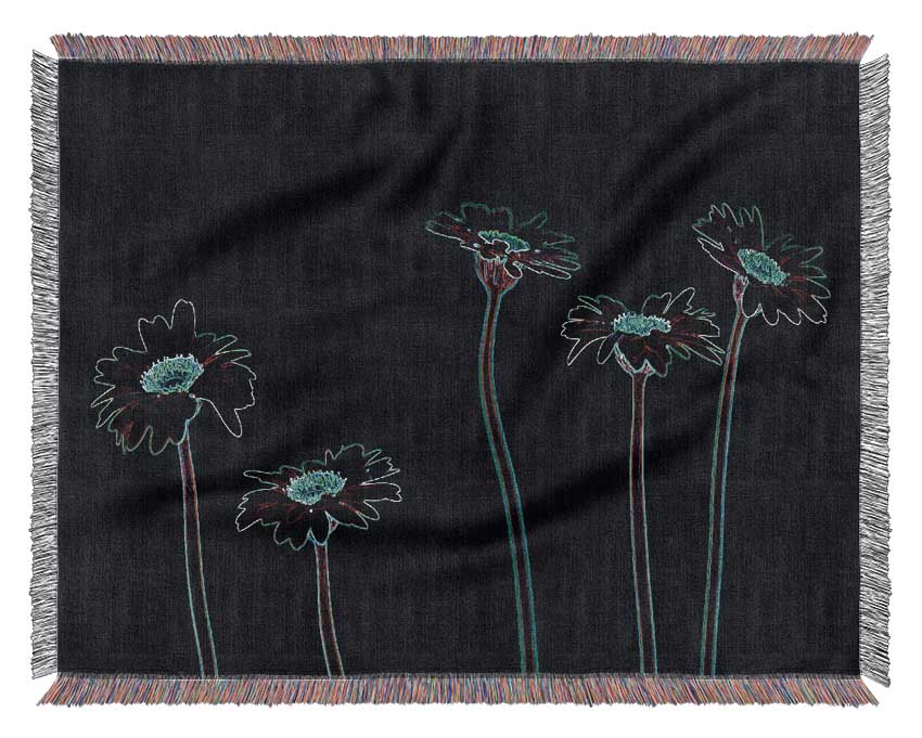 Abstract Neon Floral 29 throw blanket featuring vibrant floral patterns on a soft cotton fabric, perfect for home decor.