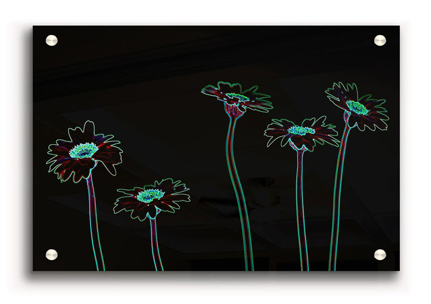 Vibrant Abstarct Neon Floral 29 acrylic print showcasing colorful floral patterns on a sleek 5mm thick acrylic glass.