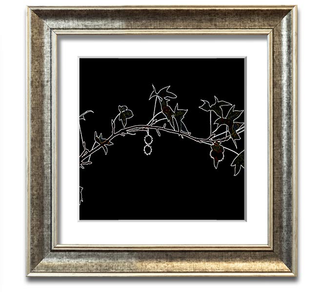 Abstarct Neon Floral 33 square framed print with vibrant floral design, available in multiple frame colors.