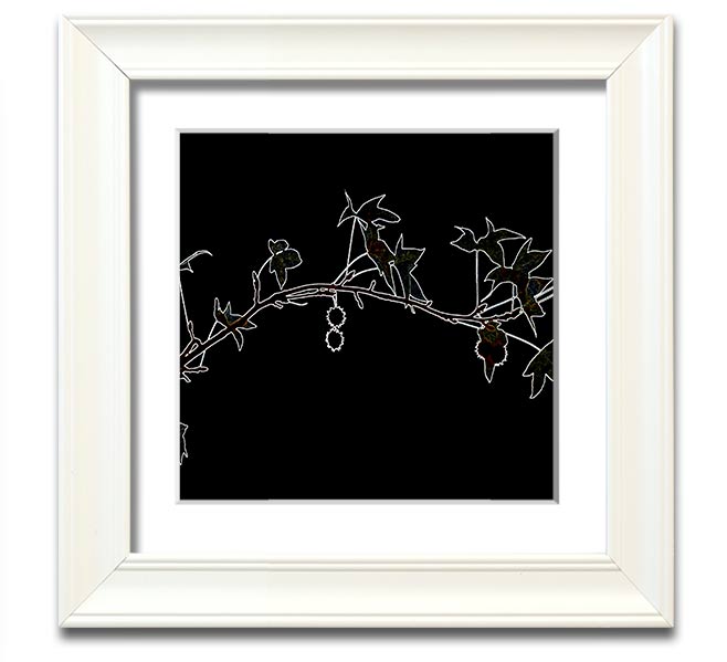 Abstarct Neon Floral 33 square framed print with vibrant floral design, available in multiple frame colors.