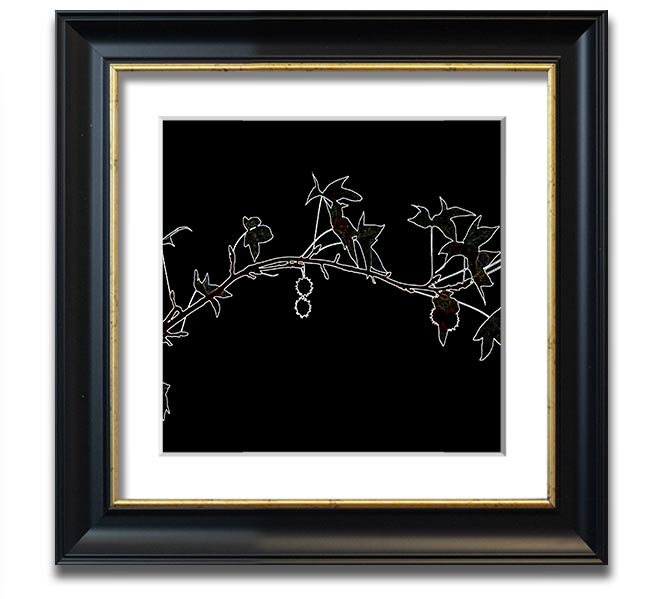 Abstarct Neon Floral 33 square framed print with vibrant floral design, available in multiple frame colors.