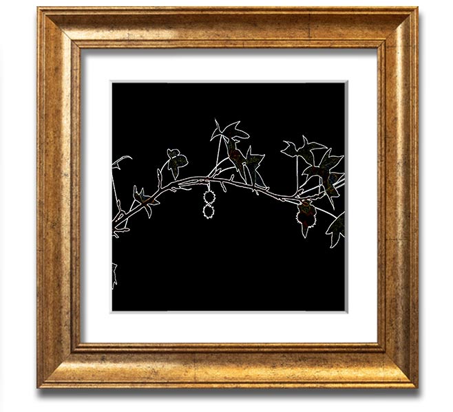 Abstarct Neon Floral 33 square framed print with vibrant floral design, available in multiple frame colors.