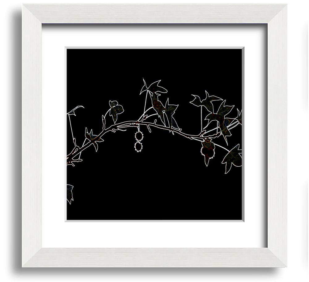 Abstarct Neon Floral 33 square framed print with vibrant floral design, available in multiple frame colors.